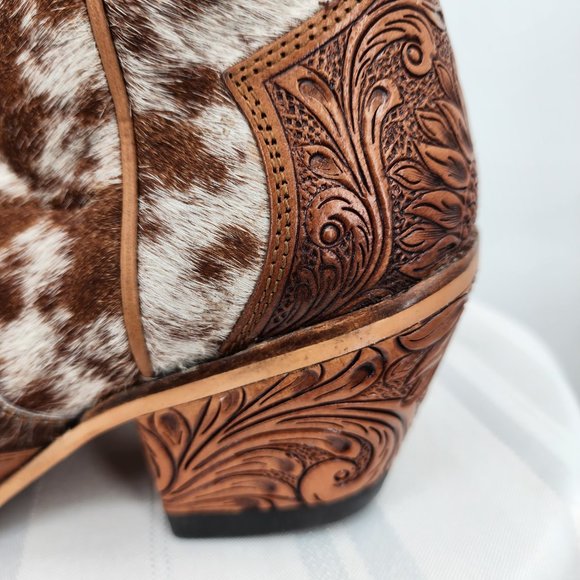 MYRA BAG Georgia Trails Brown & White Hair-On Hide Short Cowboy Boots 6-11 New - Picture 7 of 14
